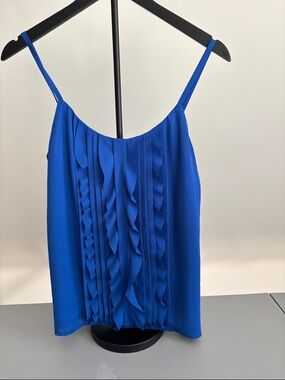 LOFT Royal Blue Ruffle-Front Spaghetti Strap Camisole